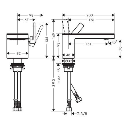 AX MyEdition Смеситель для раковины, без панели, цвет шлифованный никель, артикул 47012820