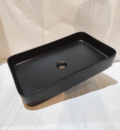 White Ceramic Blade, накладная прямоугольная раковина 65x40x11,5h см, цвет черный матовый, артикул W051705