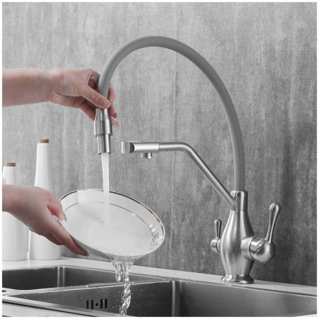 Смеситель для кухни Rose R858L, сатин, артикул R858L