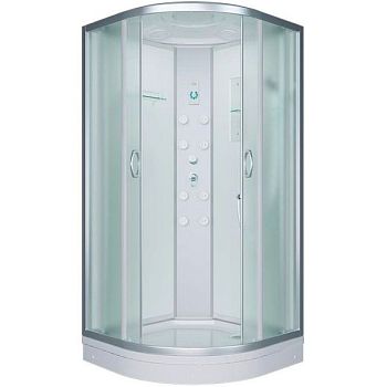 Душевая кабина Erlit Comfort ER4510P 100x100 с гидромассажем. задняя стенка Белая стекло матовое