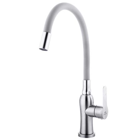 Смеситель для кухни с гибким изливом FASHUN A54801-12, сатин/серый