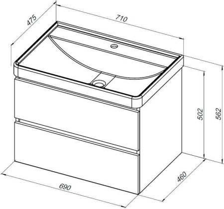 Тумба под раковину Aquanet Вега 2.0 70 бежевый, артикул 00337942