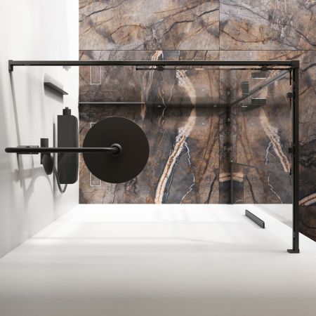 W84G-403-12080-BТ Душевое ограждение Func Square Slide 120х80, черный, прозрачное, артикул W84G-403-12080-BТ