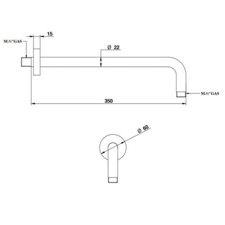 BONGIO Держатель верхнего душа 400 мм., цвет Terra di Toscana, артикул 802TT40PR