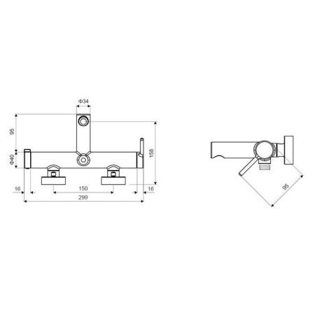 Смеситель для ванны EXCELLENT Pi AREX.1205GL (золото)