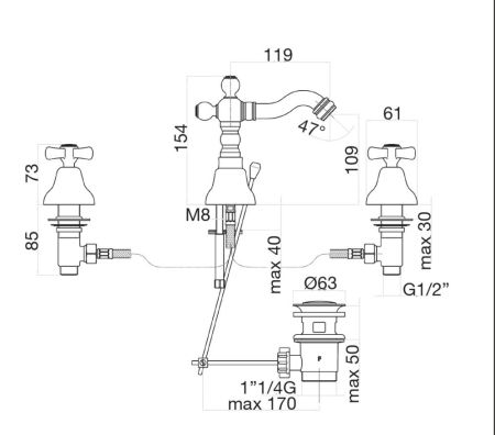 Смеситель для биде Fiore MARGOT 26CO0647, хром/золото, артикул 26CO0647