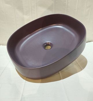 White Ceramic Jumper, накладная прямоугольная раковина 50x40x13h см, цвет сливовый матовый