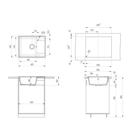 Кухонная мойка Ulgran Quartz Prima 605-10, песок, артикул Prima 605-10