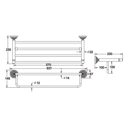 Полка для полотенец Rose RG1408Q, бронза