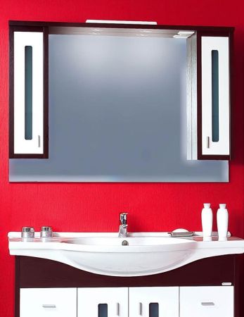 Зеркало со шкафом Бриклаер Бали 120 с подсветкой Светлая лиственница/Белый глянец