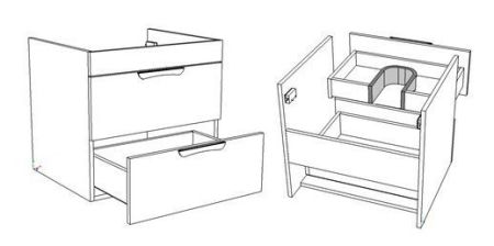Тумба подвесная "Алиот 120", 2 ящ., Мадлен 120, артикул SD-00000603