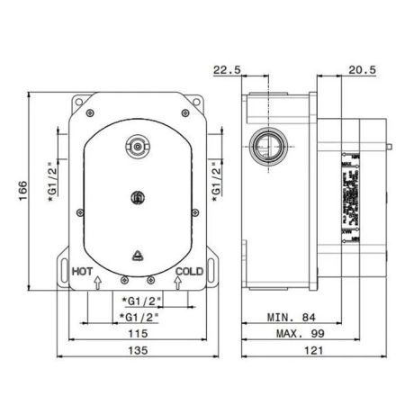 Универсальная внутренняя часть для термостатического смесителя на два потока для душа, артикул 31061KM.00.000