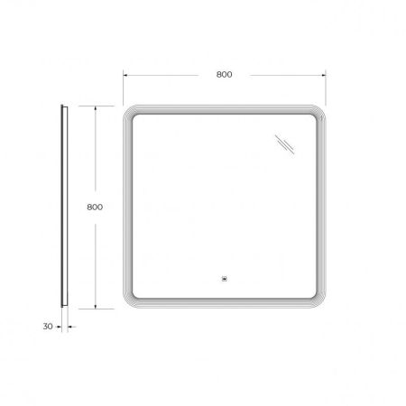 Зеркало DUET CEZARES с лазерной гравировкой, контурной подсветкой и сенсорным выключателем, артикул CZR-SPC-DUET-800-800-LED-TCH