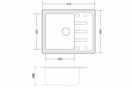 Кухонная мойка ZorG Granit GR 615 BLACK BRONZE Черный Бронза, артикул GR 615 BLACK BRONZE