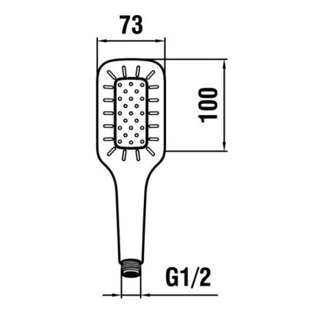 Ручной душ, Laufen, City, размер душевого диска, мм-73*100, форма-прямоугольная, количество режимов-1, материал-металл, цвет-хром, артикул HF939030100000