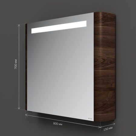 M30MCL0801NF Sensation, зеркало, зеркальный шкаф, левый, 80 см, с подсветкой, орех, текстурированная, артикул M30MCL0801NF