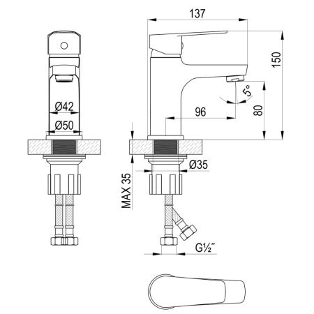 Смеситель Rossinka для раковины монолитный (S35-13), артикул S35-13