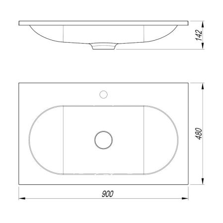 Раковина Florentina Гавана 90 см 10.260.00900.001, белая, артикул 10.260.00900.001