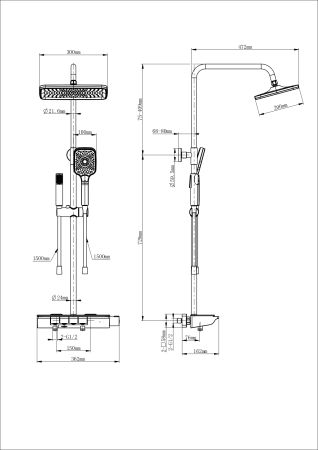 Душевая система с термостатом WONZON & WOGHAND, Хром (WW-B4174-CR), артикул WW-B4174-CR