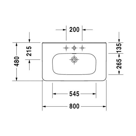Duravit DuraStyle Раковина  для мебели,с перел., без отв. под смес., 800x480мм, Цвет: Белый, артикул 2320800060