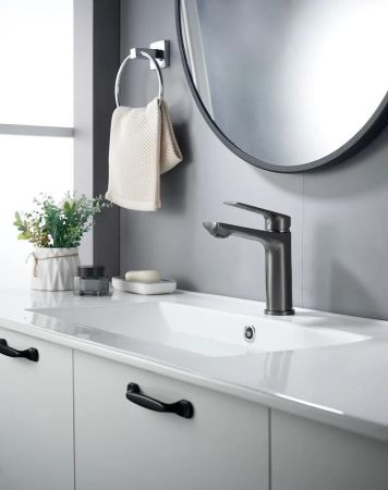 Cмеситель для раковины Knotlor KN-60/GM, оружейная сталь, артикул KN-60/GM