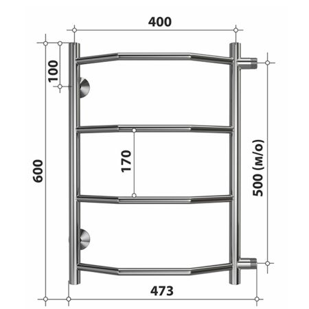 Полотенцесушитель водяной (боковое подключение) Stelmix 60x40 см, трапеция, артикул 4670078543868