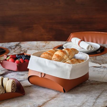 ADJ Корзина для хлеба, 20x20xH9 см., цвет: коньяк/бордо, артикул 0037.09/30