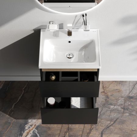 M85AFHX0552BM X-Joy, База под раковину, подвесная, 55 см, 2 ящика, черный матовый, артикул M85AFHX0552BM