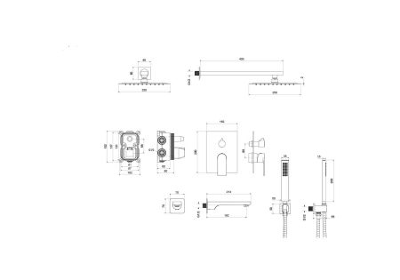 Set 4 в 1 душевой комплект AQUATEK, матовый черный AQ1473MB ЛИРА, артикул AQ1473MB