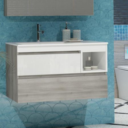 Тумба с раковиной Фортуна 90 Opadiris Белый/светлое дерево, артикул 