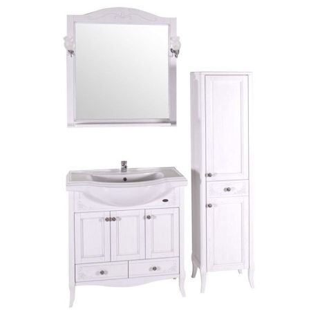 Тумба под раковину ASB-Woodline Салерно 80 Белый патина серебро, артикул 9696