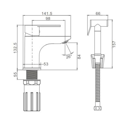 Смеситель для раковины с гигиеническим душем Prohanss P64.12.08, белый