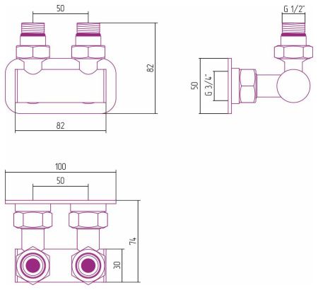 Модуль, Сунержа, угловой EU50, для водяных полотенцесушителей, ширина,мм-100, глубина,мм-74, высота,мм-82, присоединение-2 х НР G 1/2" / 2 х НГ G 3/4", материал-нержавеющая сталь, цвет-сталь (без покрытия) Модуль, Сунержа, угловой EU50, для водяных полотенцесушителей, ширина,мм-100, глубина,мм-74, высота,мм-82, присоединение-2 х НР G 1/2" / 2 х НГ G 3/4", материал-нержавеющая сталь, цвет-сталь (без покрытия)