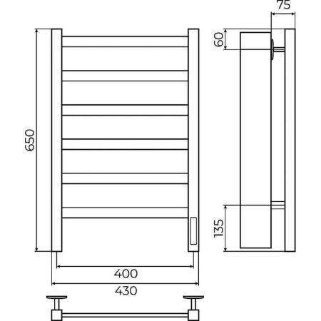 Полотенцесушитель электрический Terminus Ното П6 40х65, артикул 4670078557162