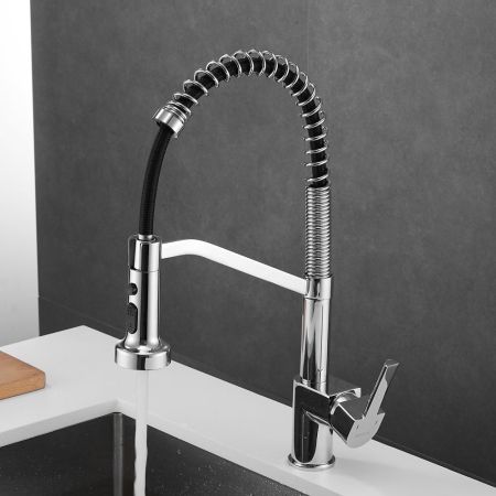 Смеситель для кухни с гибким изливом Shevanik S963, хром