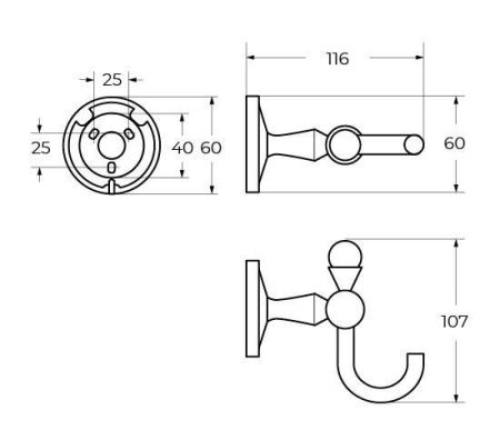 Крючок одинарный подвесной ART&MAX ANTIC CRYSTAL AM-E-2686BSJ, артикул AM-E-2686BSJ-Cr