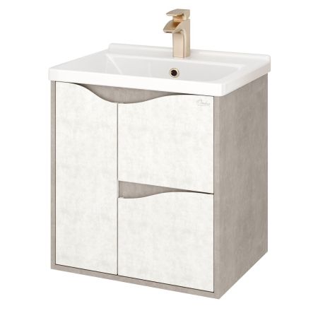 Тумба Onika Брендон 60 подвесная, бетон крем/камень светлый (ум.Миранда 60), артикул 106138