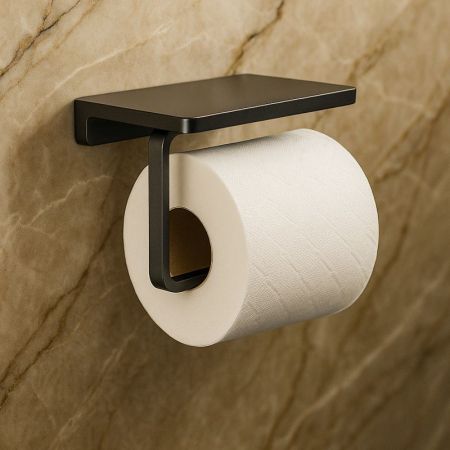 Держатель для туалетной бумаги с полочкой Knotlor PH101BL, черный, артикул PH101BL