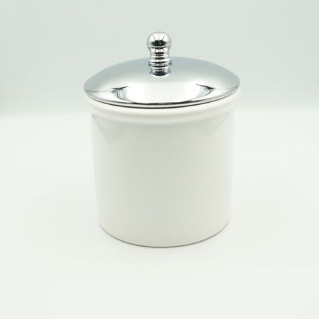 Stil Haus Nemi, настольный керамический контейнер, цвет хром - белая керамика, артикул 745(39)