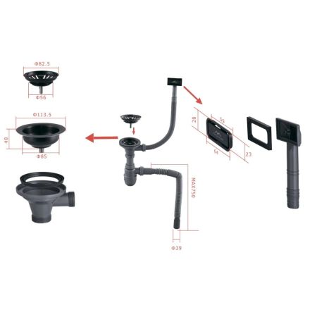 Кухонная мойка из нержавеющей стали Fashun 29M Комплект AS6845-17, графит