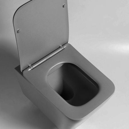 Унитаз подвесной Q-Line VT1-12MA безободковый, цвет антрацит мат., ультратонкое soft close сиденье, артикул VT1-12MA