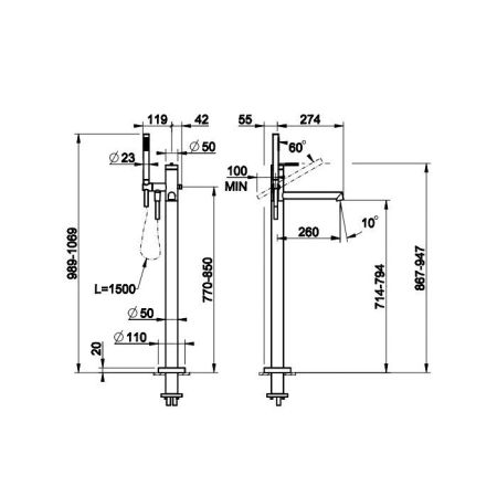 Gessi Ingranaggio Напольный смеситель для ванны (внешние части), цвет: хром