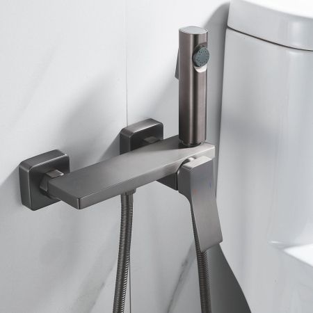 Гигиенический душ со смесителем Shevanik S6105T-1, оружейная сталь