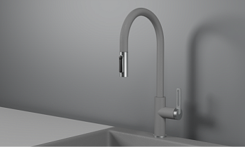 Смеситель для кухни GRANULA с выдвижным изливом и подключением к фильтру (8168, АЛЮМИНИУМ)