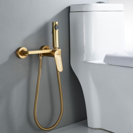 Гигиенический душ со смесителем Shevanik S4305G-1, золотой сатин