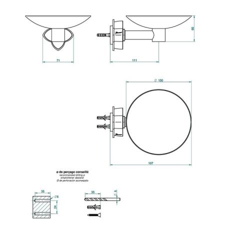 THG PETALE DE CRISTAL BLEU Мыльница металлическая ø150 мм., подвесная, цвет хром, артикул U6B-A02-546GM