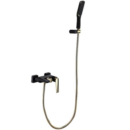 Смеситель для ванны с душ.гарнитуром VENTURO черный + золото, артикул 383-B