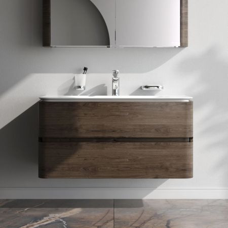 M30FHX1002TF Sensation, База под раковину, подвесная, 100 см, ящики, табачный дуб, текстурированная,, артикул M30FHX1002TF