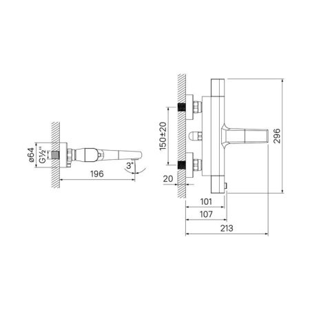 Смеситель для ванны IDDIS Uniterm (UNISB02i74WA), артикул UNISB02i74WA