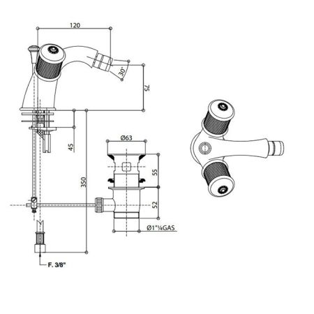 Bongio Impero Смеситель для биде, цвет хром/Swarovski, артикул 06522OR00